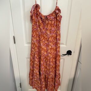J. Crew Orange Ruffled Tiered Maxi Sundress